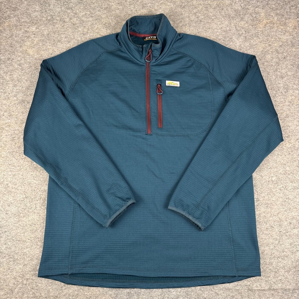 Orvis Horseshoe Hills 1/4 Zip Fleece Pullover Polyester Blue Mens Large L